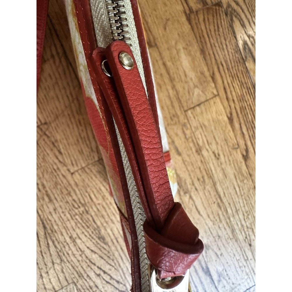 Spartina 449 Floral Linen Shoulder Bag Red Leather Trim Daufuskie Island 13x8 In - Picture 9 of 14